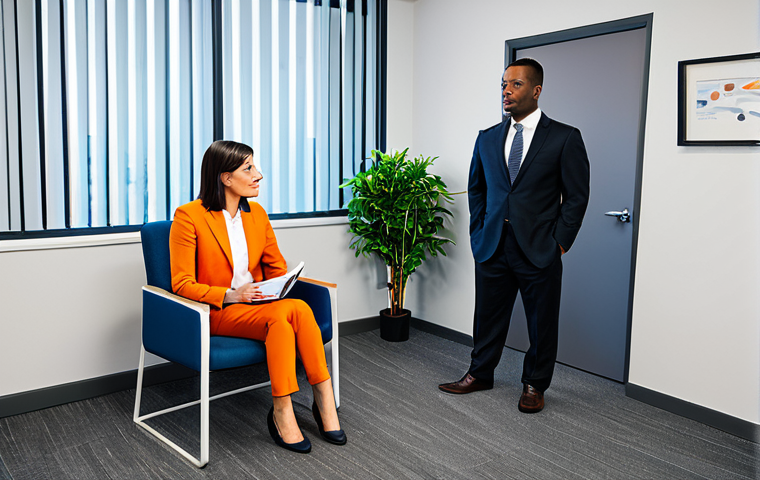 Empathetic Counselor**

"A kind, professional rehabilitation counselor in a bright, modern office, fully clothed in a modest business casual outfit, attentively listening to a client. The office includes comfortable seating and soft lighting. Appropriate content, safe for work, perfect anatomy, natural proportions, professional setting, modest, family-friendly."

**