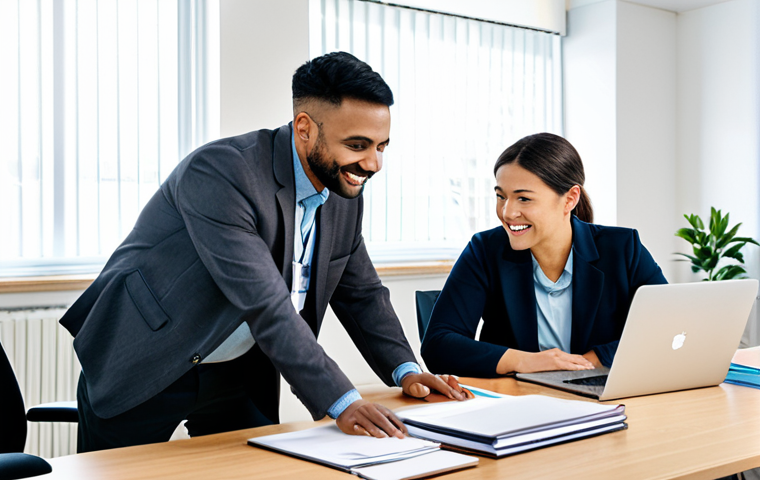 **Prompt:** "A diverse interdisciplinary rehabilitation team in a bright, modern office setting, collaborating around a table with documents and a laptop, demonstrating teamwork; featuring a doctor, therapist, social worker, and rehaberater; all fully clothed in professional attire, safe for work, appropriate content, perfect anatomy, natural proportions, professional, family-friendly."