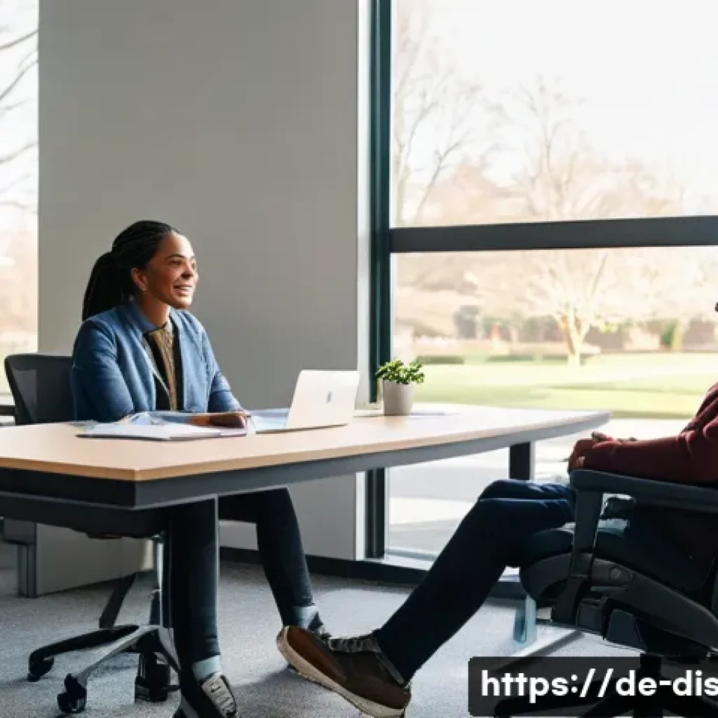 장애인재활상담사 직업의 중요성 - **Prompt:** A kind, middle-aged "Behindertenrehabilitationsberater" (disability rehabilitation couns...