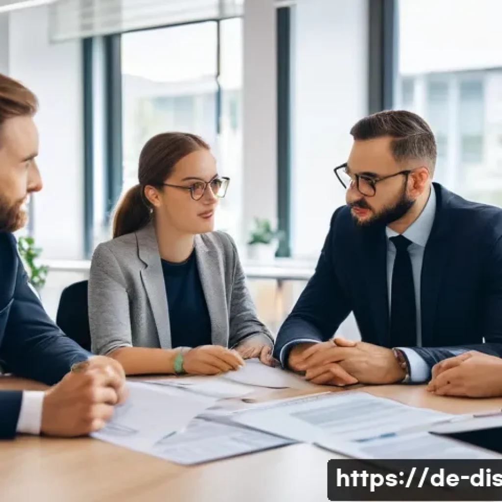 장애인재활상담사 자격시험 난이도 - A professional office scene showing a diverse group of rehabilitation counselors in a modern German ...