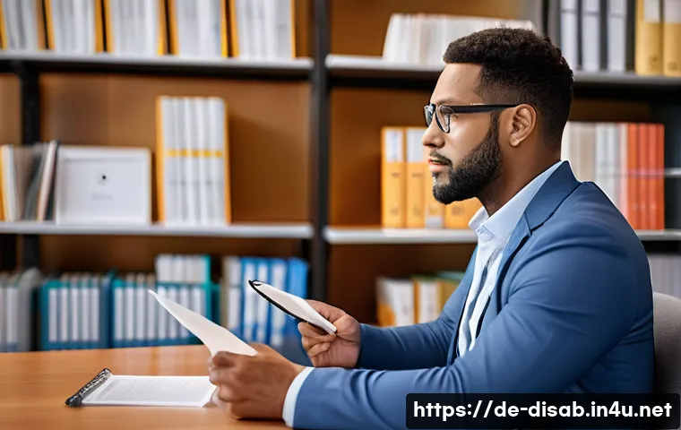 장애인재활상담사 이직 준비 방법 - A professional rehabilitation counselor in a modern office setting, wearing business casual attire, ...
